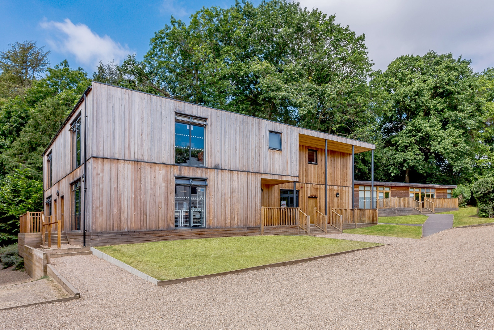 Modular timber frame 2 storey eco classrooms at Claremont Fan School by TGEscapes Modular timber frame 2 storey eco classrooms at Claremont Fan School by TGEscapes